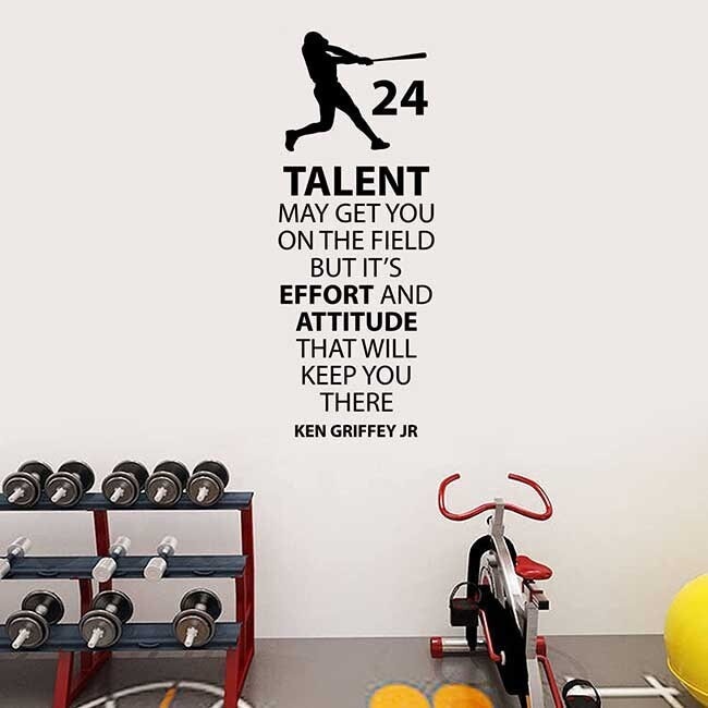 Il talento può portarti sul campo Ken Griffey Jr Adesivo da parete in vinile Adesivo Baseball Citazione motivazionale Wall Art Gym Sports Decor Poster
