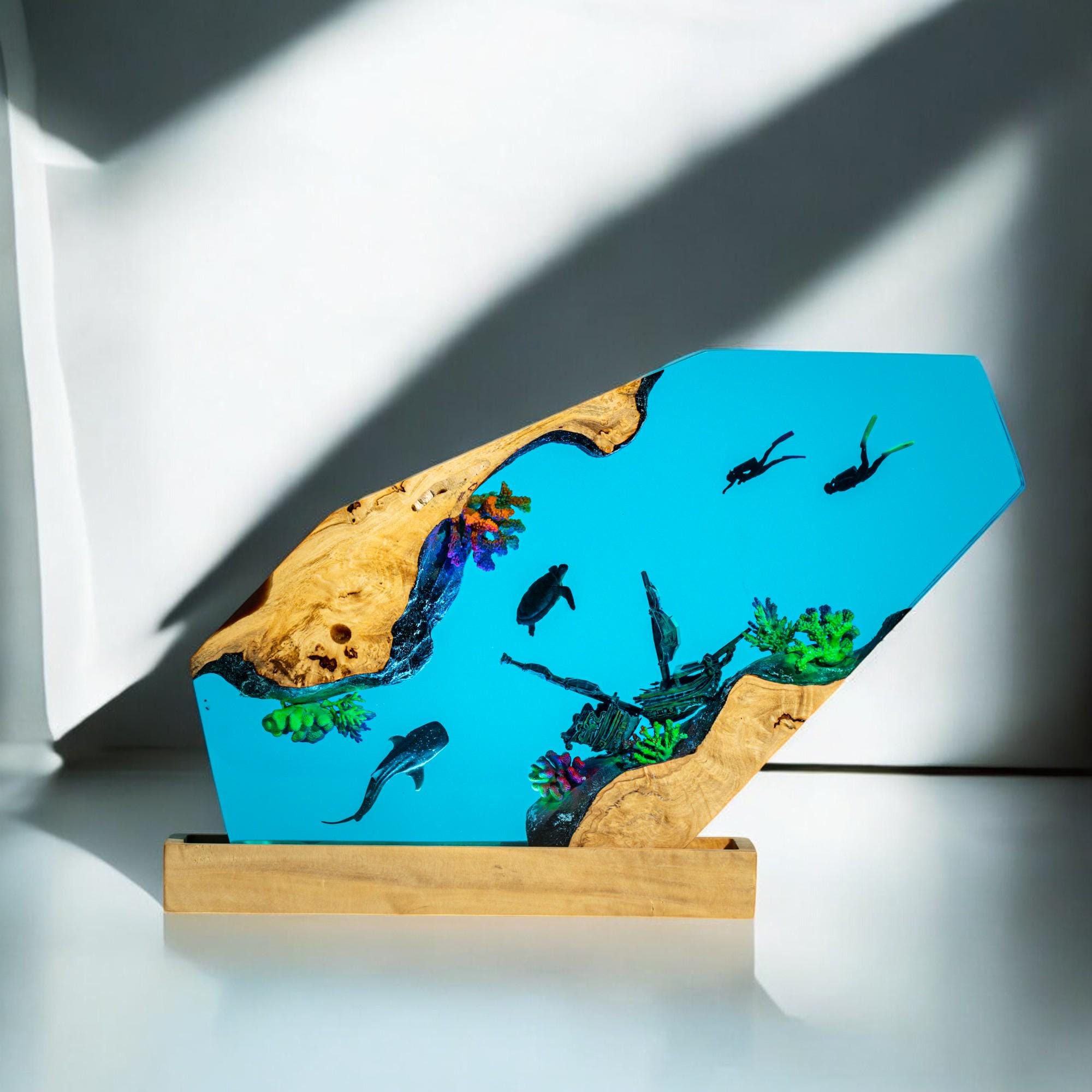 Luce notturna da sub, lampada in resina a forma di squalo balena, lampada in resina epossidica oceano, lampada in resina epossidica, lampada oceano bl