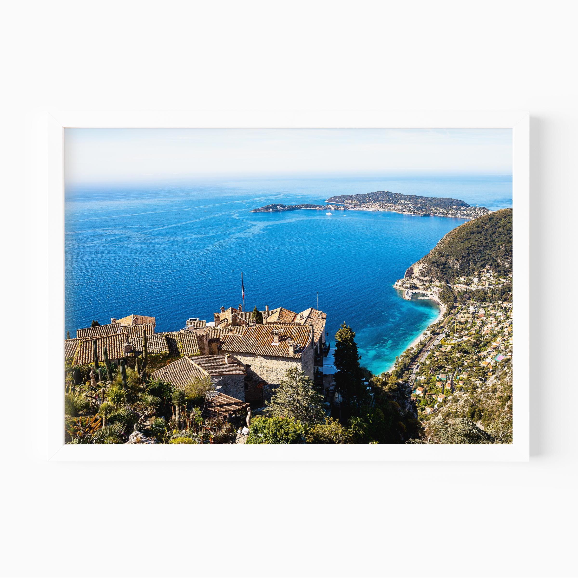 Stampa del villaggio di Eze, Francia, Costa Azzurra, arte murale del sud della Francia, fotografia di viaggio sulla Costa Azzurra, decorazioni murali