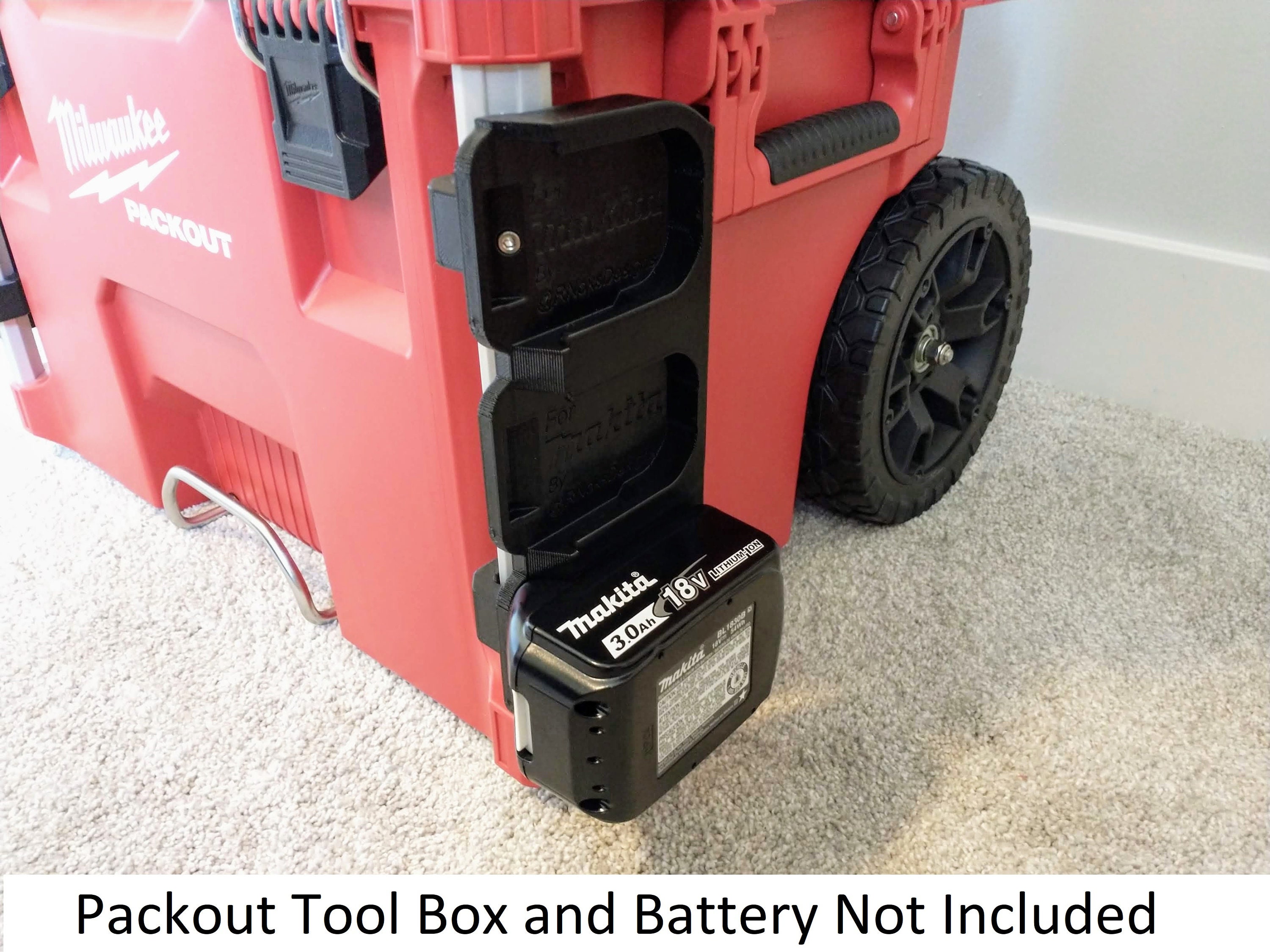 Supporto/supporto per batteria Makita da 18 V per Milwaukee PACKOUT per 1, 2 o 3 batterie