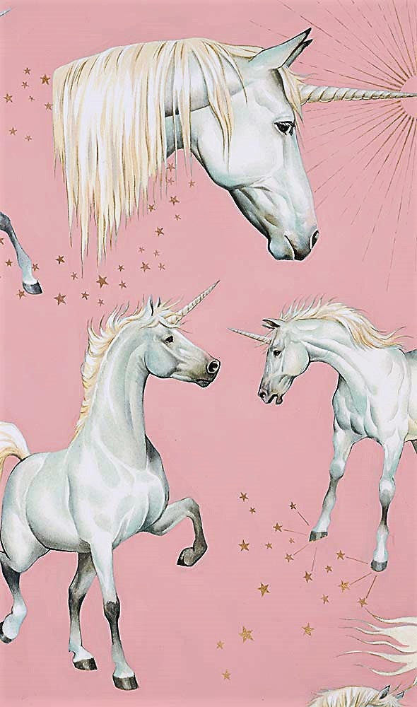 Tessuto UNICORNI E STELLE - DUE Colori - Cavalli Fiaba Finta - Fantasy di Alexander Henry - Fiaba - Cielo - Novità 100% Cotone