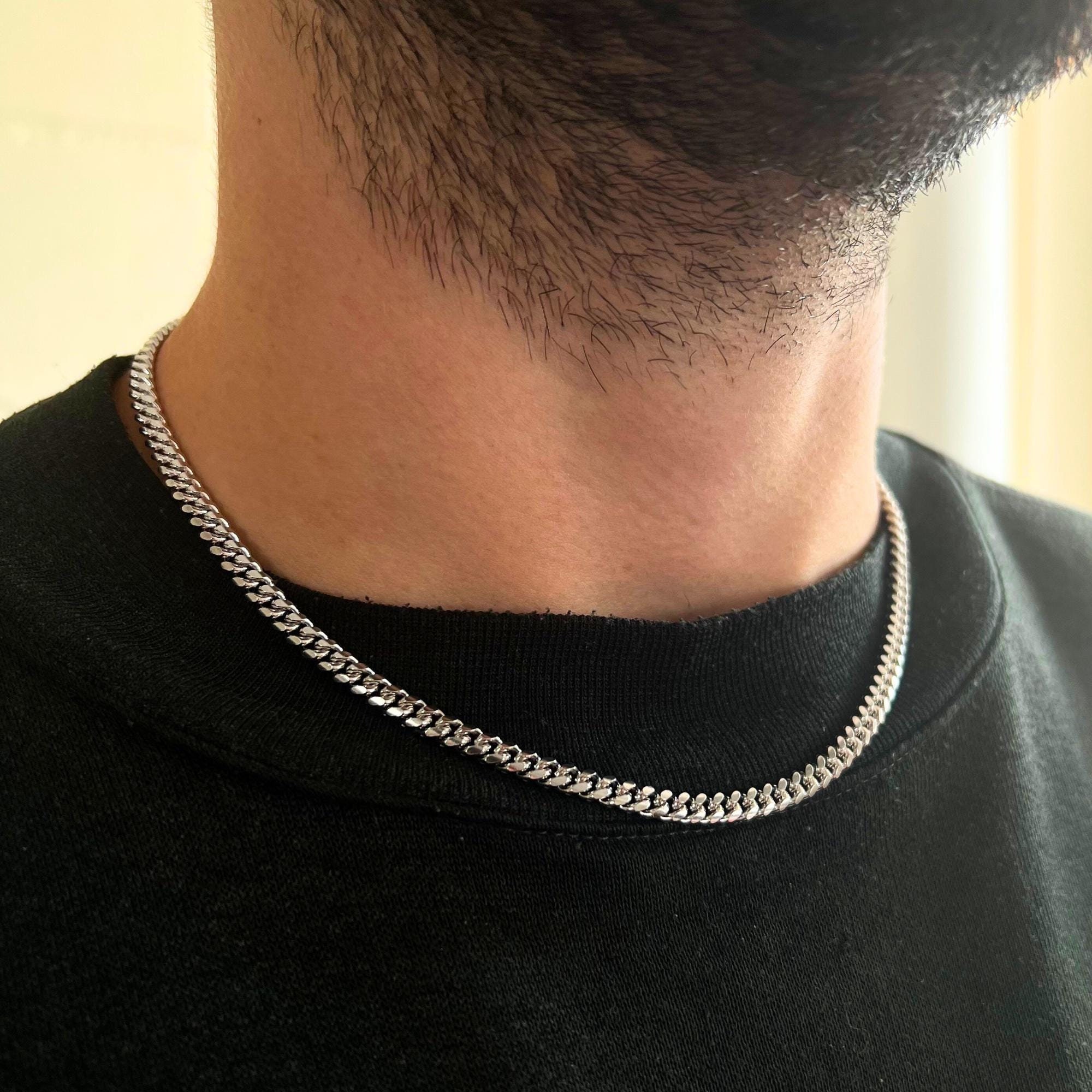 Catena cubana in argento 925 da 5 mm, catena da uomo, catena a maglie in argento da uomo, gioielli da uomo, collana con catena in argento sterling 925