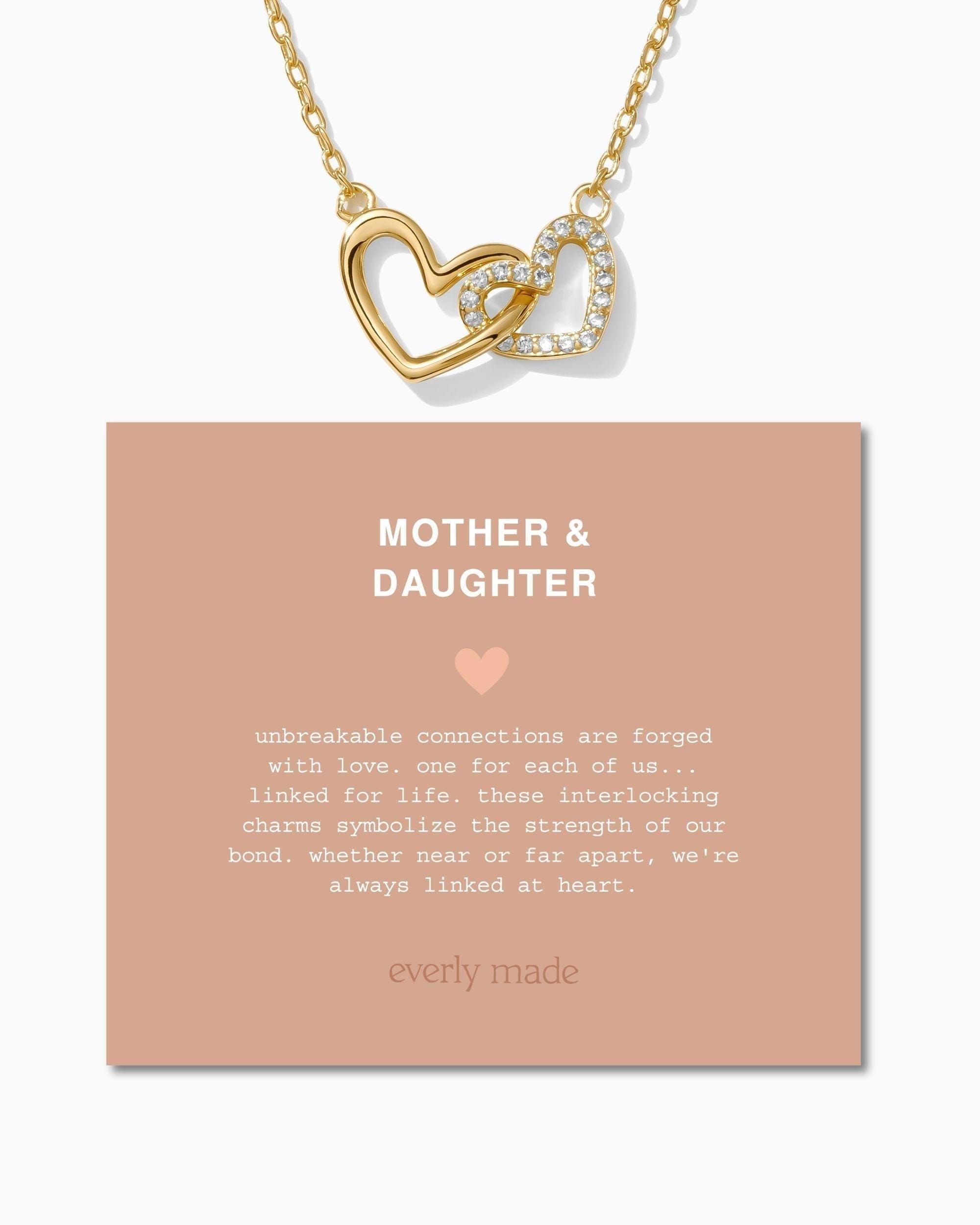 Collana con cuori collegati madre e figlia, oro vermeil 18k, argento sterling 925, placcato oro 18k