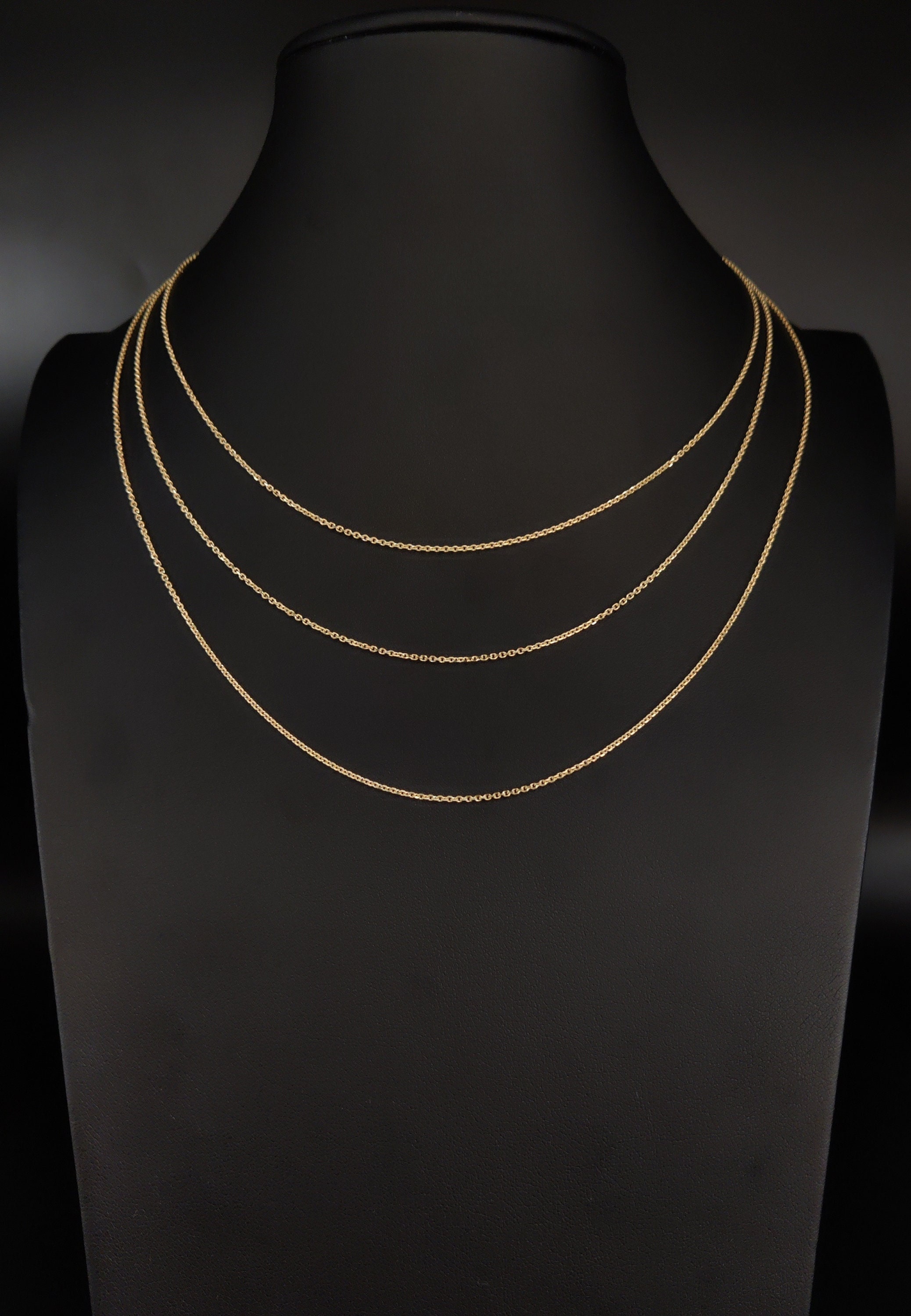 Collana con catena a maglie in oro giallo massiccio 10k, catena a maglie pesanti in oro vero 10k da 1,3 mm, catena in oro 10k, catena con ciondolo da