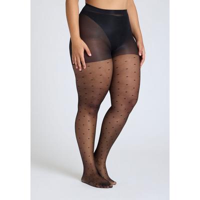 Plus Size Women's Diamond Dot Sheer Tights by ELOQUII in Black (Size 26/28)