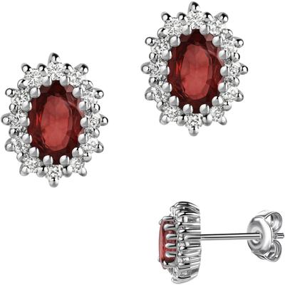 Paar Ohrstecker FIRETTI "Schmuck Geschenk Silber 925 Ohrschmuck Ohrringe Diana", rot (silberfarben, rot, kristallweiß, r