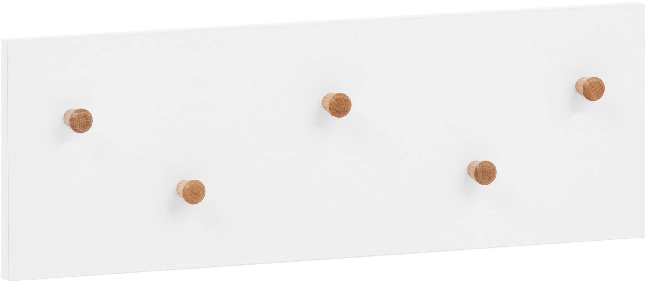 Hakenleiste SCHILDMEYER "Bjarne, Breite 55 cm", weiß (mattweiß), B:55,9cm H:19,5cm T:4,6cm, Hakenleisten, Haken aus Massivholz, waagerecht und senkrecht montierbar Image