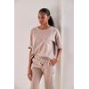 T-Shirt FRENCH CONNECTION, Damen, Gr. 40/42, beige (creme), Obermaterial: 100% Baumwolle, unifarben, sportlich, bequem hüftlang, Rundhals, Halbarm weit normaler Saum, Shirts, mit weiten Ärmeln und Logodruck