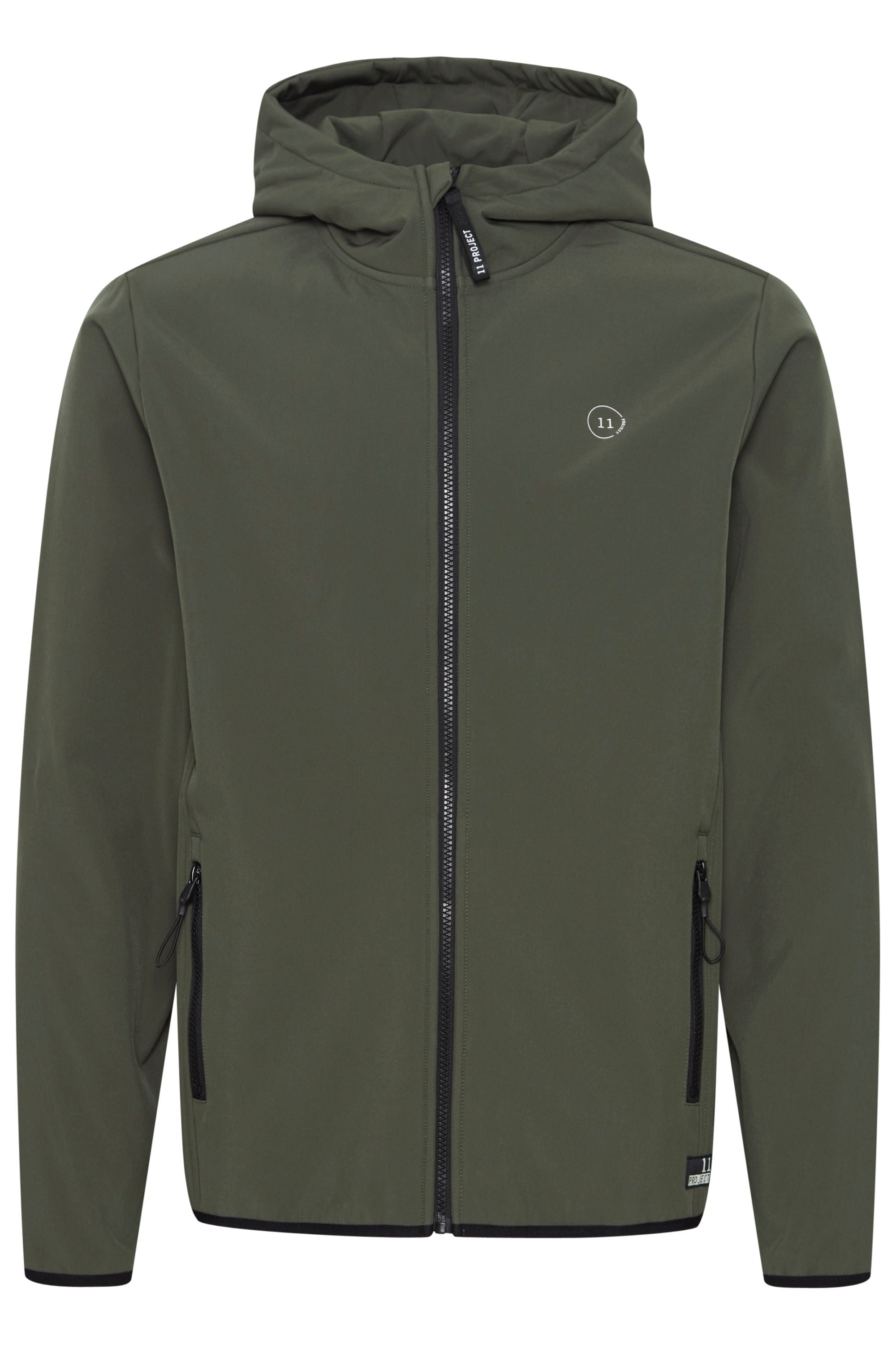 Softshelljacke 11 PROJECT "Softshelljacke PRUlfert", Herren, Gr. L, grün (deep depths), Obermaterial: 92% Polyester PES. 8% Elasthan EL., Casual, regular fit normal, Jacken Softshelljacke