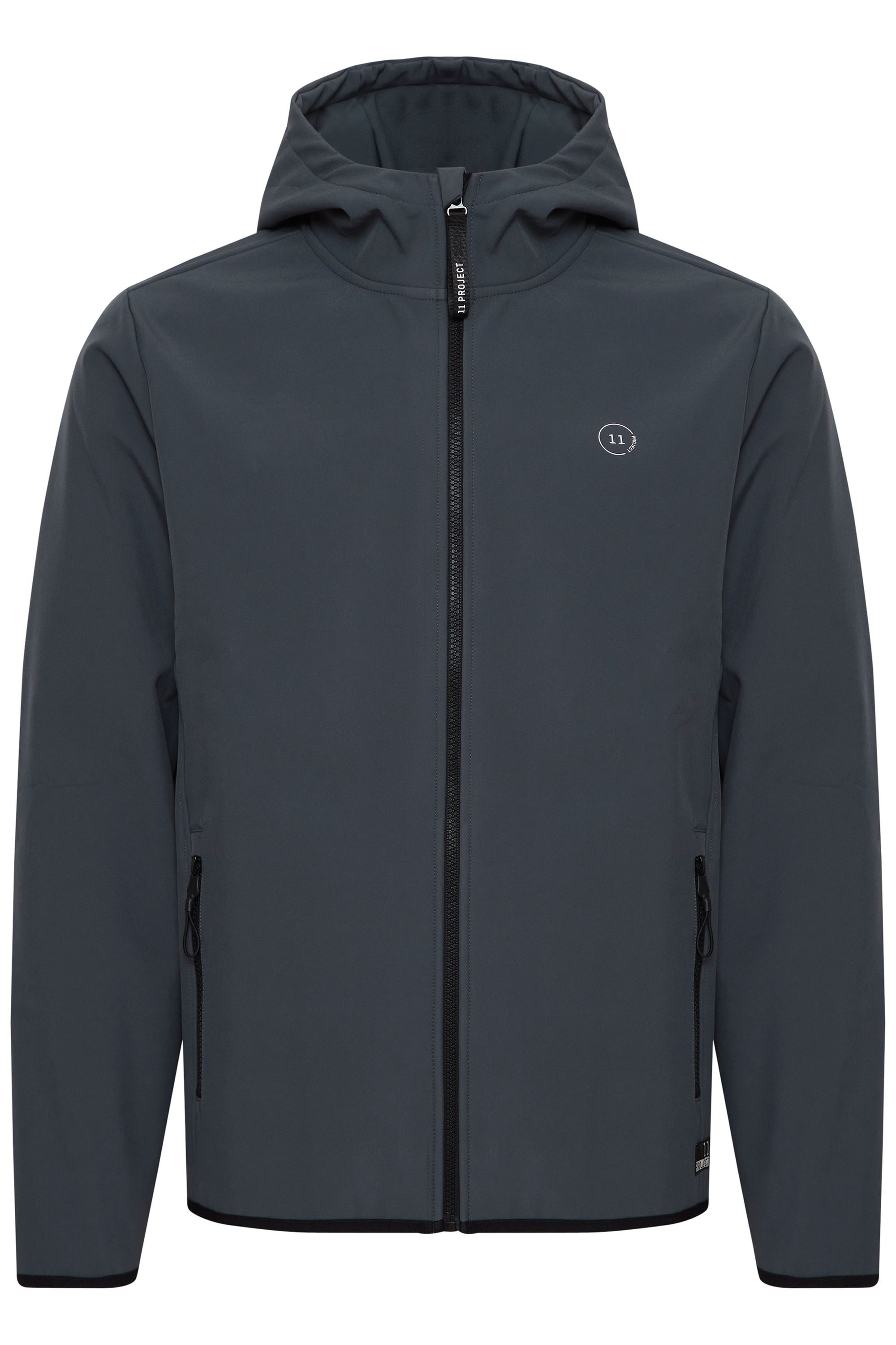 Softshelljacke 11 PROJECT "Softshelljacke PRUlfert", Herren, Gr. L, grau (iron gate), Obermaterial: 92% Polyester PES. 8% Elasthan EL., Casual, regular fit normal, Jacken Softshelljacke