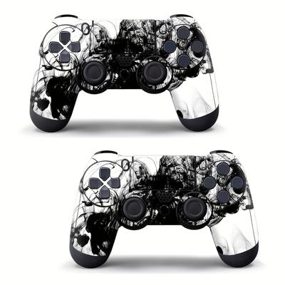 TEMU 2pcs - Anti-slip, Scratch-resistant Black Graffiti Design Stickers For Playstation 4 Controllers Image