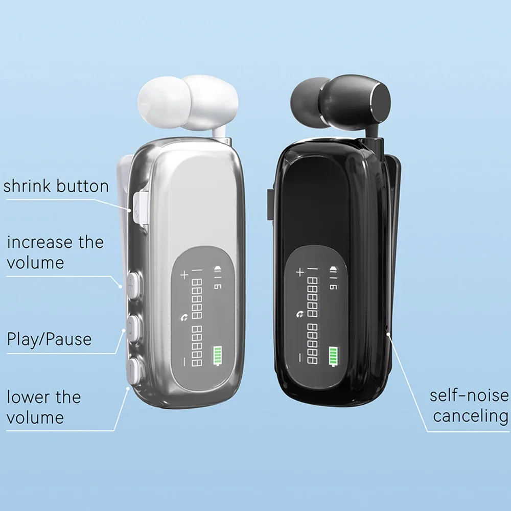 Cuffie wireless Bluetooth contro rumore forte Lavalier Business BT 5.4 Auricolare Orecchie di loto con cavo Talk/Music 20 ore con LCD