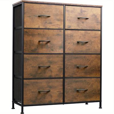 TEMU Tall Dresser With 8 Drawers, Storage Tower With Fabric Bins, Double Dresser, Chest Of Drawers For Closet, Living Room, Hallway,