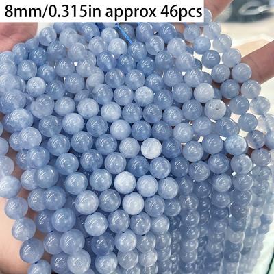 TEMU Natural Aquamarine Stone Beads 4-10mm, Round Loose Spacer Beads For Making - Ideal For Bracelets & Necklaces, Handcrafted Accessories, 15'' Strand