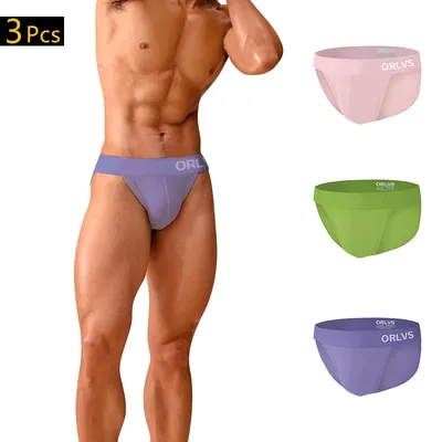 1/3pcs orlvs Herren High-Cut Slips neue Farbe passend zu frischen sexy bequemen atmungsaktiven modalen weichen Schritt ein schicht ige Unterwäsche Image