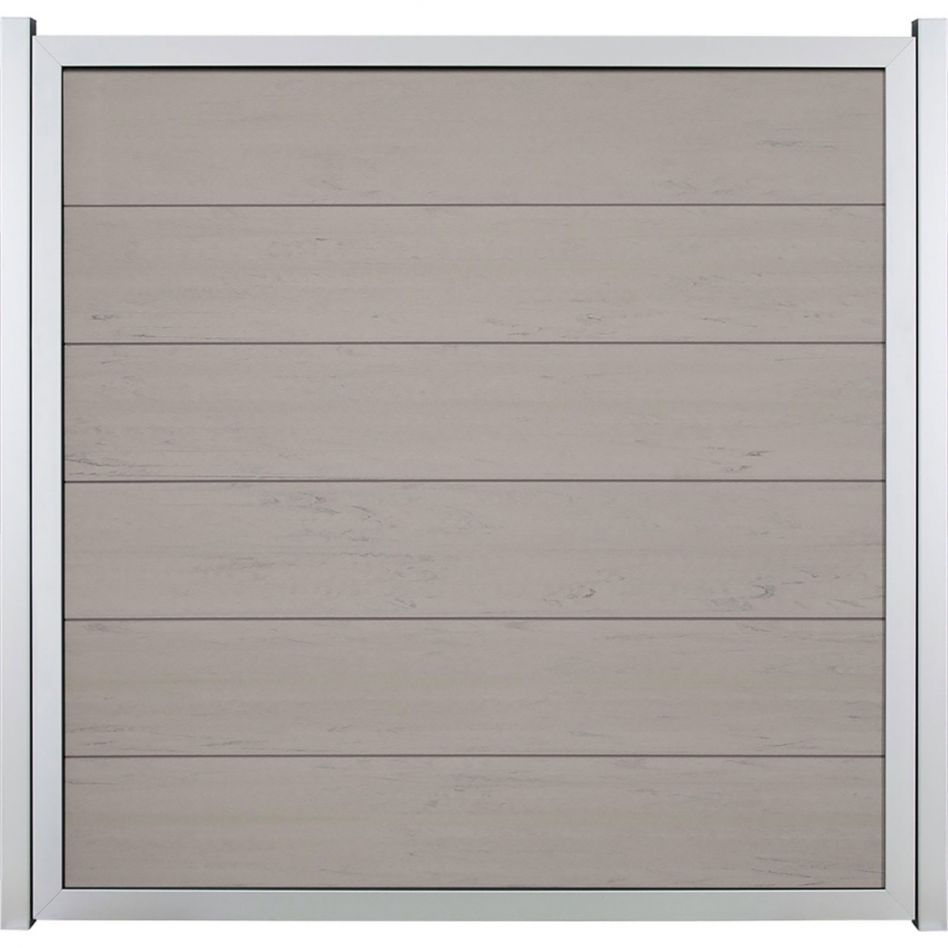 GroJa Viento Sichtschutzzaun Bi-Color Sand mit Alu-Rahmen EV1 silber Sichtschutz Lamellenzaun, 180 cm Image