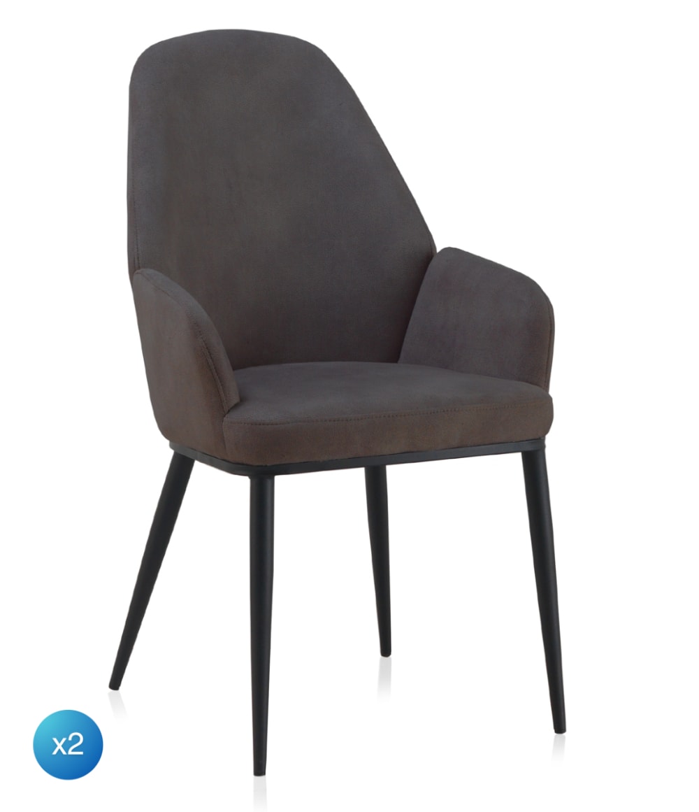 Set di 2 poltrone imbottite in tessuto grigio scuro gambe in metallo