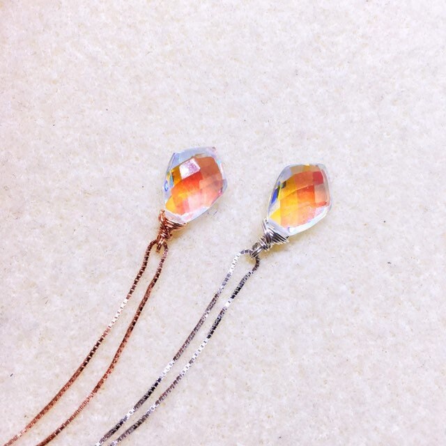 Collana con quarzo arcobaleno, collana con quarzo Angel Aura, collana con ciondolo arcobaleno, argento sterling, regalo di compleanno, regali unici, f