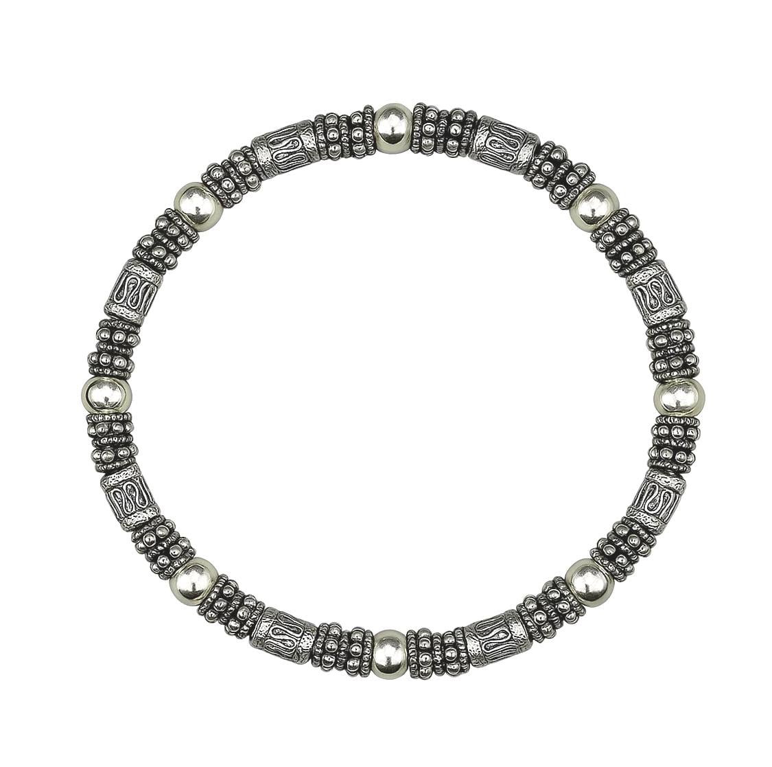 Bracciale con perline di Bali in argento sterling, bracciale con perline in argento, bracciale in argento sterling, bracciale unisex, bracciale unisex