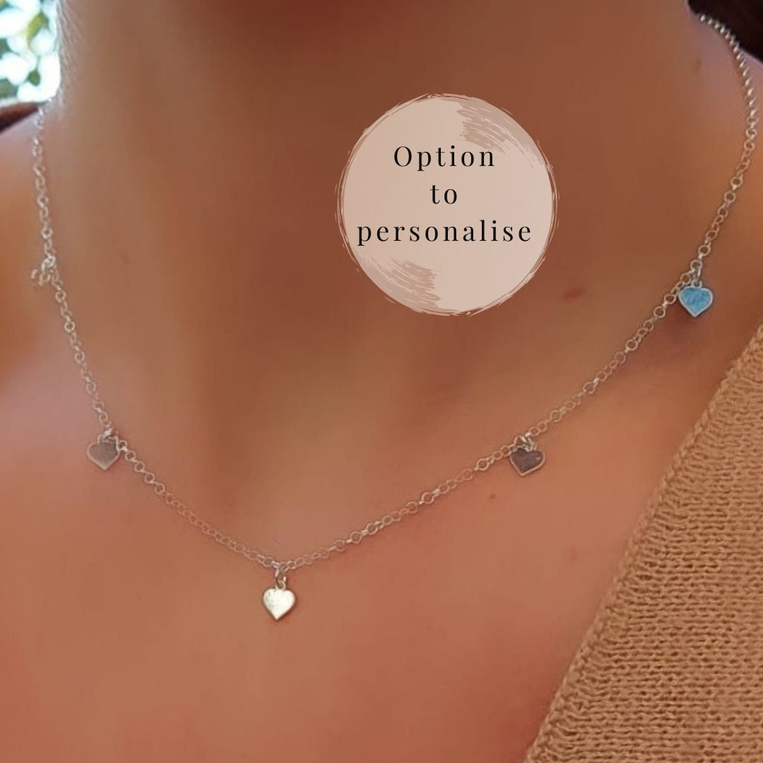 Collana con più cuori in argento sterling, collana con cuore personalizzata, girocollo con cuore d'amore, regalo per la festa della mamma, collana con
