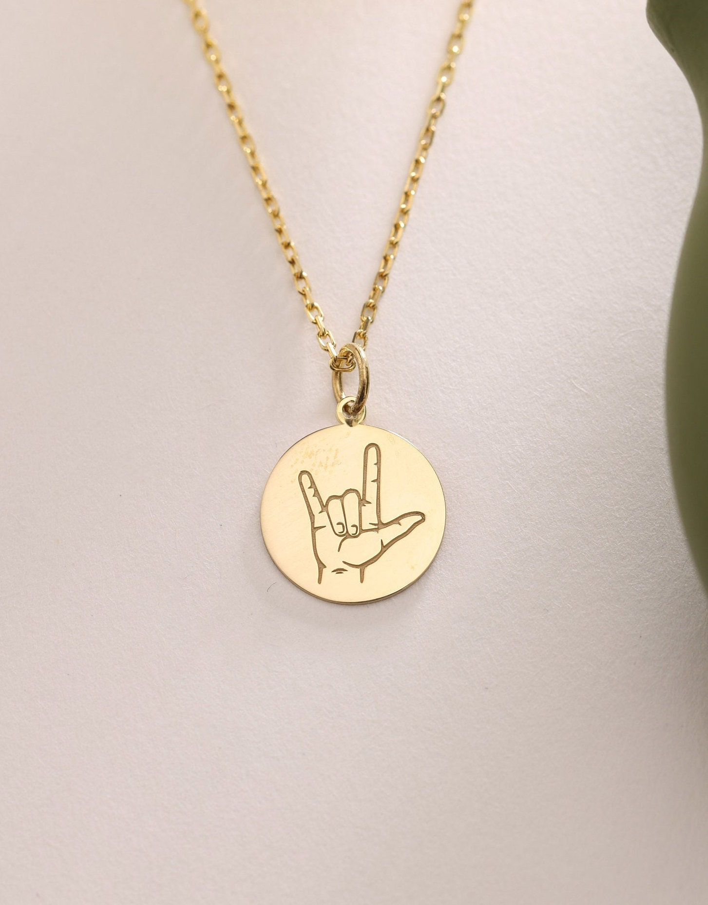 "Ciondolo ASL \"Ti amo\", collana ASL in argento \"Ti amo\", ciondolo con linguaggio dei segni, collana con gesti delle mani, regalo con ciondolo in argent"