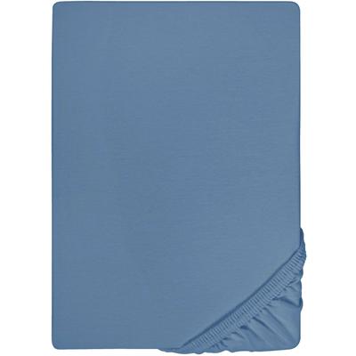 Spannbettlaken BIBERNA "Marc", blau (azurblau), B:180-200cm L:200cm, Jersey, Obermaterial: 100% Baumwolle, Laken, aus Baumwolle, für Matratzen bis 22 cm Höhe, Bettlaken, Spannbetttuch Image