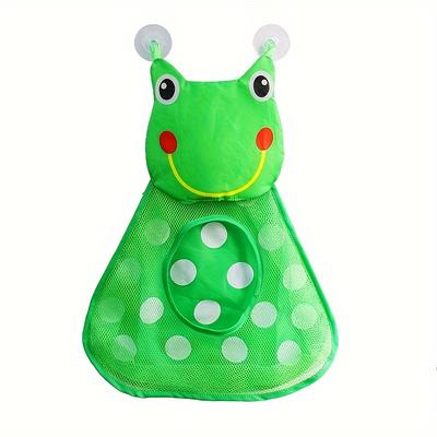 TEMU 1pc Adorable Animal-themed Bath Toy Organizer - Pvc Hanging Storage Bag With Suction Cups, Mesh Design For Easy , Bathroom & Bathtub Toys Image