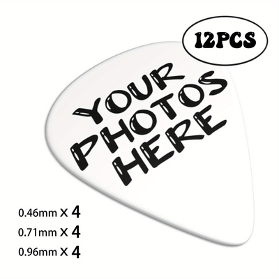 TEMU Customizable Guitar Picks With Your Text & Design - 12pcs, Choose From 3 Thicknesses (0.46mm/0.71mm/0.96mm) - Perfect Gift Idea