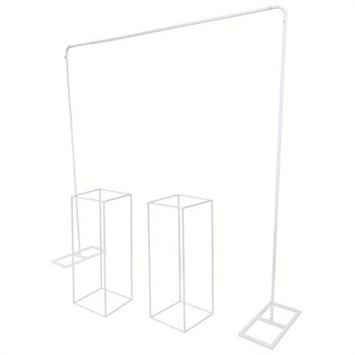TEMU M Ceremony Balloon Arch + 2pcs 27 X 27 X 80 Cm Flower Stand, Metal Wedding Arch Square Balloon Arch Kit For Wedding, Birthday, Party, Ceremony, Garden Decoration (white) Image