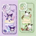Carino Sanrio Kuromi Pochacco Cassa Del Telefono per IPhone 11 12 13 15 16 Pro Max Mini XS XR SE2 8 7 14Plus Trasparente Della Copertura Morbida Fundas