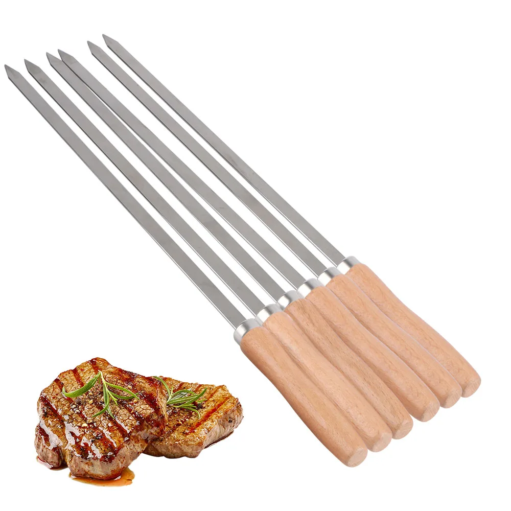 Brochettes de barbecue 6 pièces outils de barbecue en plein air brochette de barbecue professionnelle 340 brochettes longues de barbecue en acier inoxydable