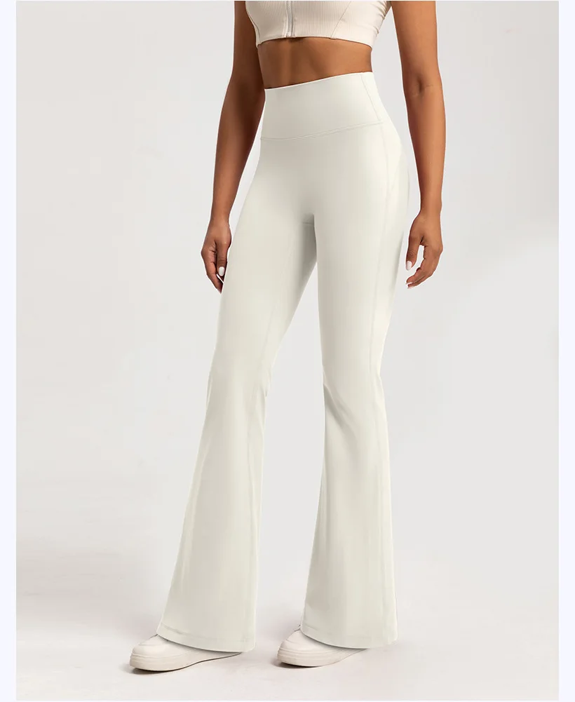 Herbst-Winter-Samt-Schlaghose für Damen mit hoher Taille und Nude, schlankmachende warme Hose mit weitem Bein, Sport- und Fitness-Yoga-Leggings Image