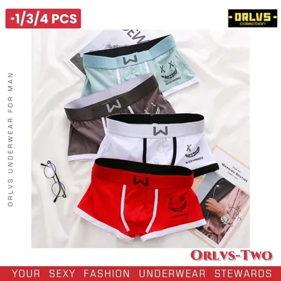1/3/4 Pcs Herren Unterwäsche Baumwolle Männer Boxer Höschen U-konvexen Mann Atmungsaktive Unterhose Sexy Komfort Männliche junge Lächelndes Gesicht Boxer Image