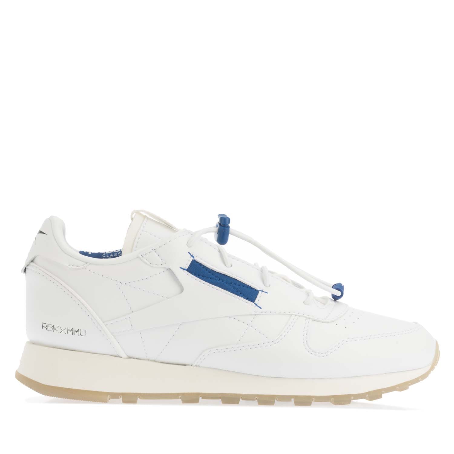 Reebok Mens x Milk Makeup Classic Vegan Shoes in White Blue - Size UK 3.5 | Reebok Sale | Discount Designer Brands