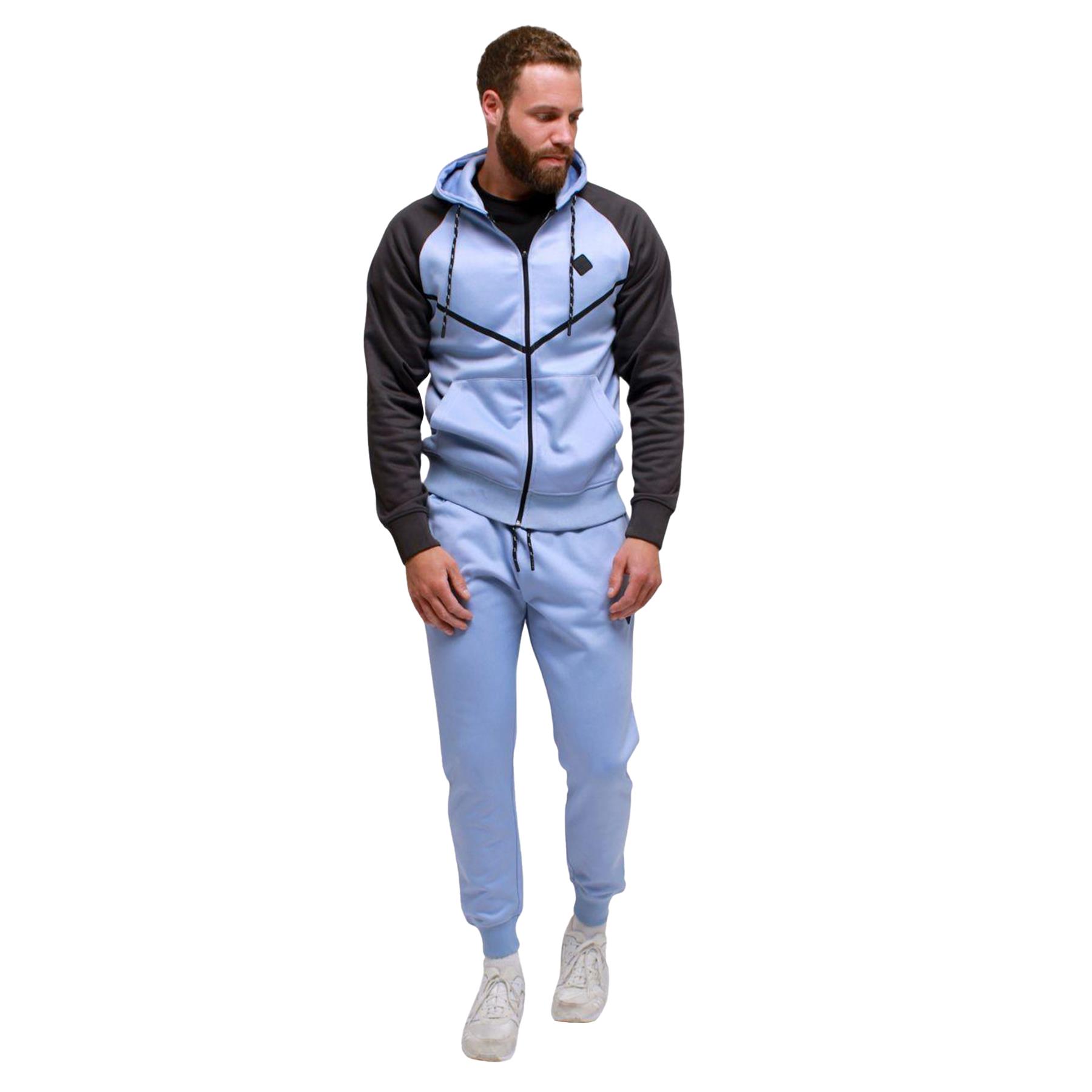 Kam Menswear Mens Kam Two Piece Tracksuit Hoodie & Jogger Set - Blue - Size Large | Kam Menswear Sale | Discount Designer Brands