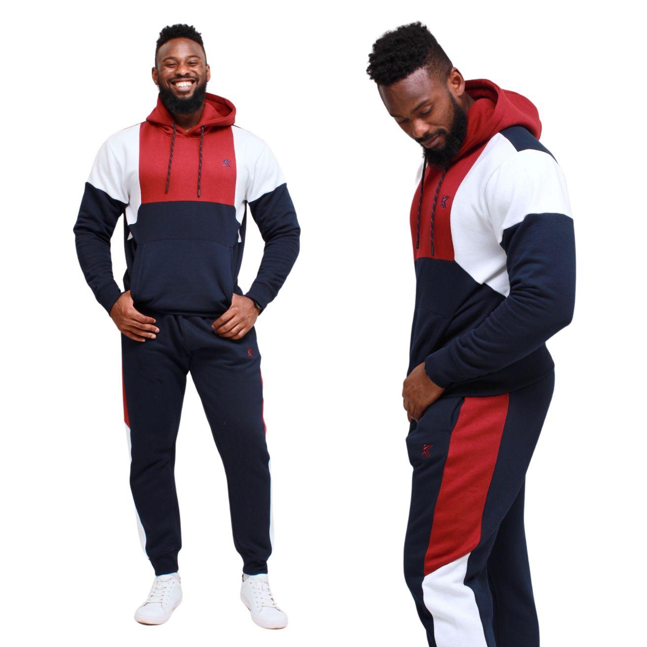 Kam Menswear Mens Kam Two Piece Tracksuit Hoodie & Jogger Set - Red - Size Small | Kam Menswear Sale | Discount Designer Brands