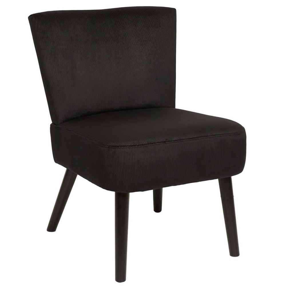 Fauteuil crapaud en velours côtelé noir