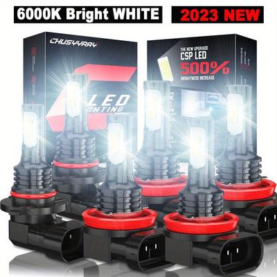 TEMU 6 Pcs 9005+h11+h11 Led Headlight Kit Fog Bulbs Low