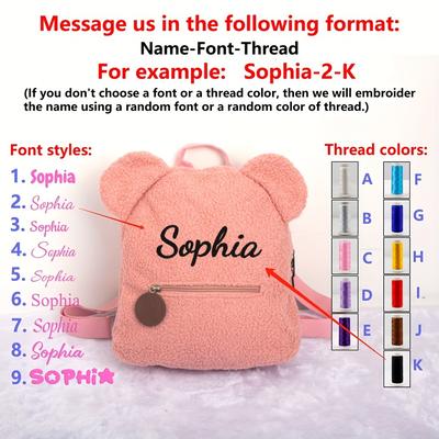 TEMU Cute Bear Shape Personalized - Adjustable Strap, Zipper Closure, Large Capacity, Customized Name Letter Print - Fashionable Commuting And