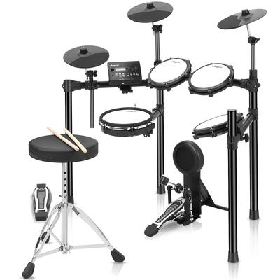 Electric Drums,Electronic Drum Kit for Beginner with 5 Quiet Mesh Pads 390 Sounds - 52.36x27.55x47.24in