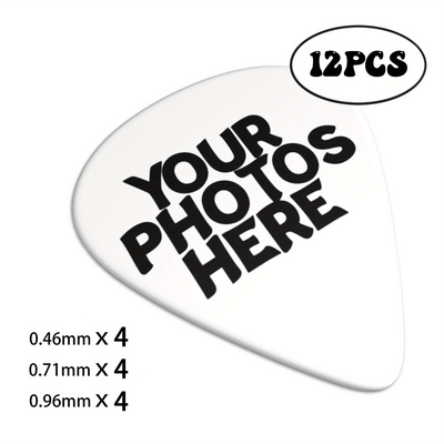 TEMU Customizable Guitar Picks 12-pack Set With Personalized Photo Insert - Variety Thicknesses (0.46mm, 0.71mm, 0.96mm) - Ideal Gift Option