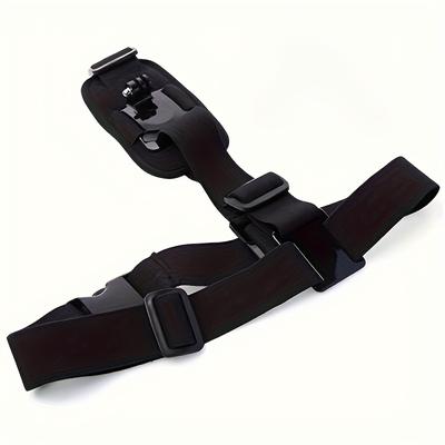 TEMU Adjustable Camera Mount Strap | & Comfortable | Fit For , Cameras | Ideal For Skiing, Mountain Biking | Black Polyester & Nylon With Padded Shoulder Support
