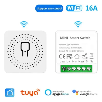 16A Wifi Smart Switch Smart Home Lichtschalter Modul 2-Wege-Steuerung Funktioniert mit Tuya Smart Life Alexa Google Home Switch