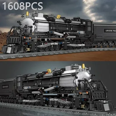 1608PCS Dampf Zug Bausteine Die Union Pacific Big Boy Zug Stadt Eisenbahn Montieren Modell Ziegel Kind Spielzeug Urlaub Geschenke Image