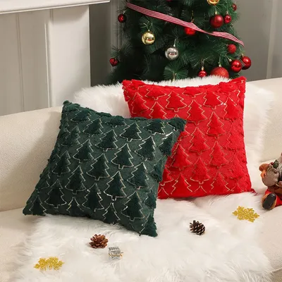 Frohe Weihnachten Baum Kissenbezüge Winter Urlaub Home Decor Weiche Plüsch Kissenbezug Kissenbezug für Couch Sofa Festivals 2024