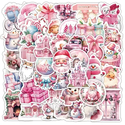 10/30/50 stücke Nette Lustige Rosa Weihnachten Ästhetische Aufkleber Cartoon Aufkleber DIY Notebook Image