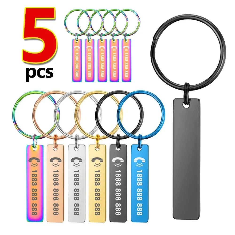 Anti-Verlust-Schlüsselanhänger, klein, schick, personalisierbar, individuelle Schlüsselanhänger für Auto, Name, Männer, Frauen, Geschenk, Schlüsselanhänger, Text auf beiden Seiten Image