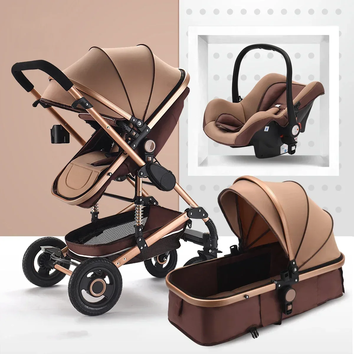3-in-1-Kinderwagen, hochlandschafts-Kinderwagen, tragbarer Kinderwagen, multifunktionale Neugeborenen-Kutsche, doppelseitiges Modell 739 Image