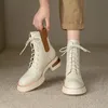 Größe 34–39, Stiefeletten für Damen, echtes Leder, dicke Mittelabsätze, Herbst-Winter-Schuhe, Vintage-Plattform, kurze Stiefeletten, Schuhe für Damen