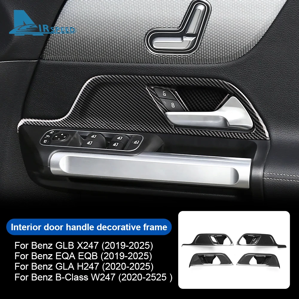 Carbon Fiber ABS Auto Türgriff Schüssel Trim Abdeckung Für Mercedes Benz B Klasse W247 GLA H247 GLB X247 EQA EQB 2019-2025 Zubehör Image